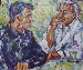 twee uitersten in gesprek, acryl op doek 50 bij 60 