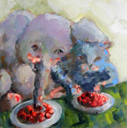 ze smullen van de aardbeien